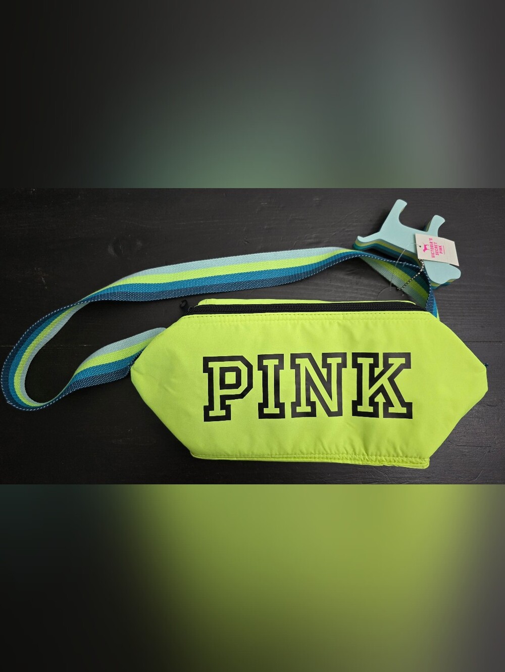 Victorias Secret PINK Cooler Bag & Dog Keychain Makeup Case Lunch Box Set Yellow
